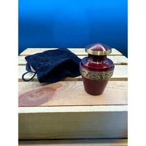 Grecian Crimson Solid Brass Cremation Keepsake